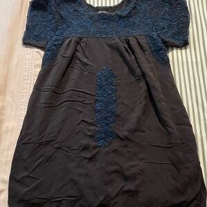 Buddy Love Embroidered Grey and Blue Tunic Dress